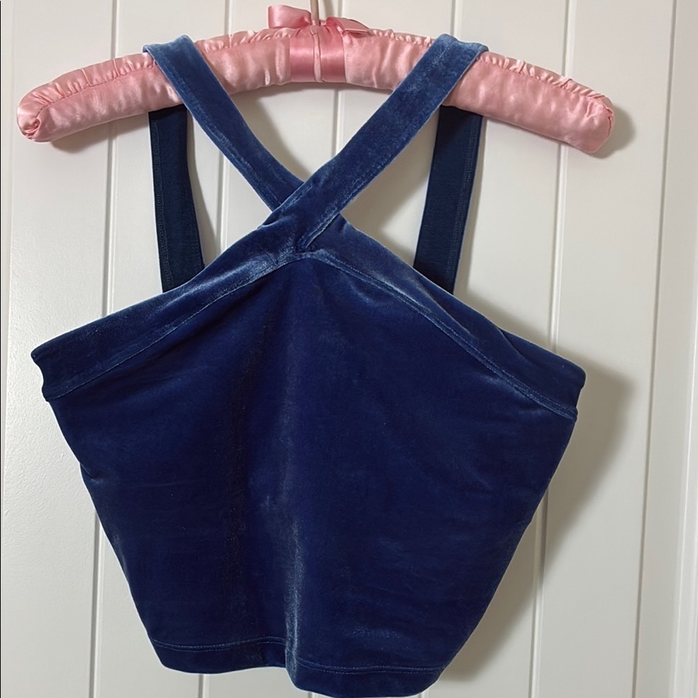 Beyond Yoga Blue Velvet Crop Top